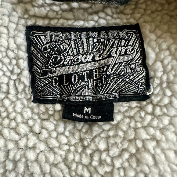 Brooklyn Cloth Denim Jacket Trucker Sherpa Lined Button Front Acid Wash - Medium - Picture 4 of 4